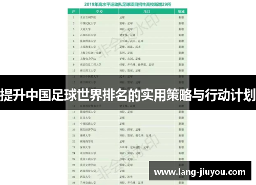 提升中国足球世界排名的实用策略与行动计划